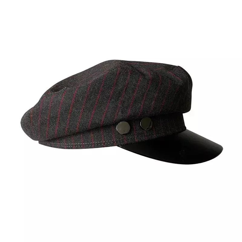 Glencoe Striped Leather Sailor Cap