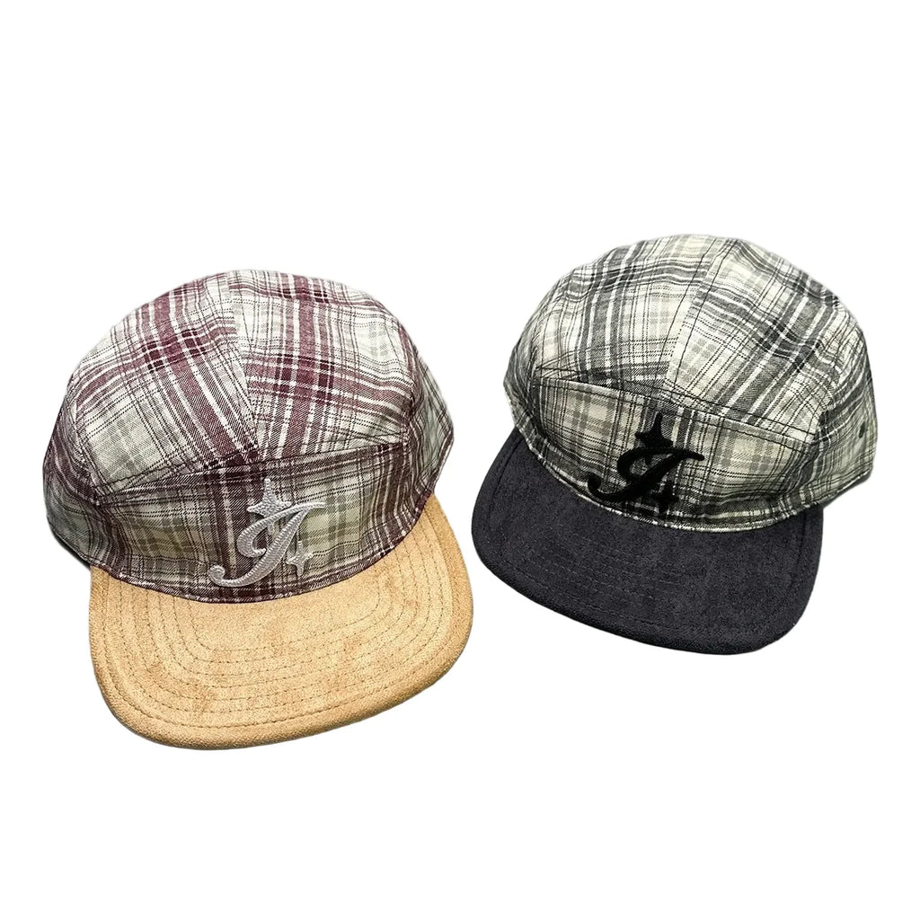 Glendale Plaid Cotton Flat Visor 5-Panel Cap