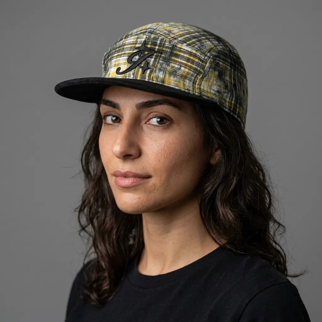 Glendale Plaid Cotton Flat Visor 5-Panel Cap