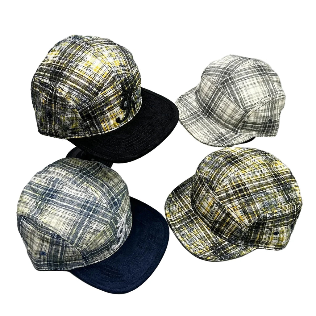 Glendale Plaid Cotton Flat Visor 5-Panel Cap