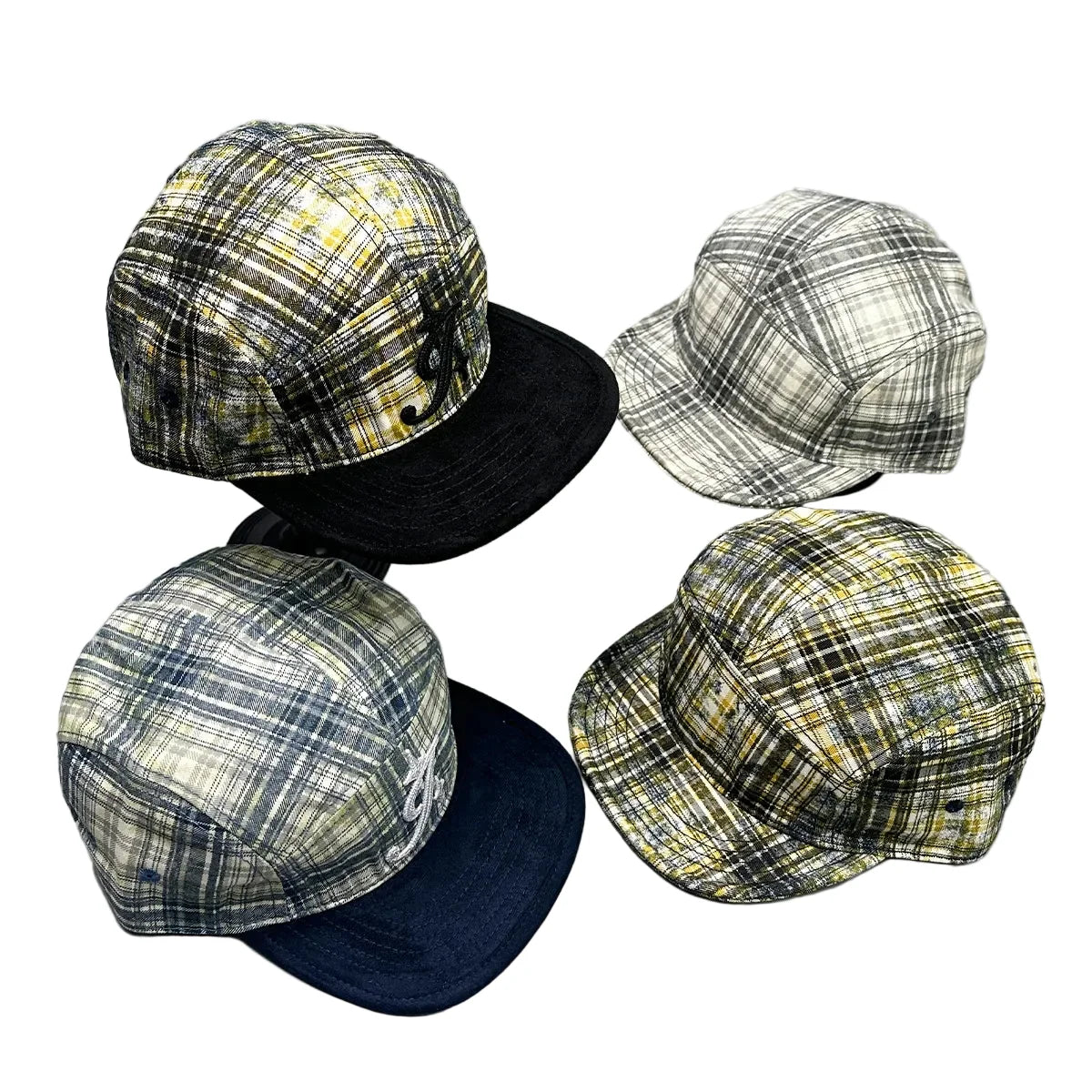 Glendale Plaid Cotton Flat Visor 5-Panel Cap