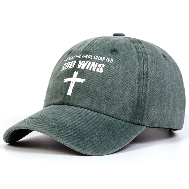 God Wins Cross Baseball Cap