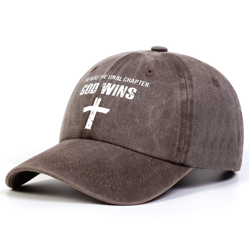 God Wins Cross Baseball Cap