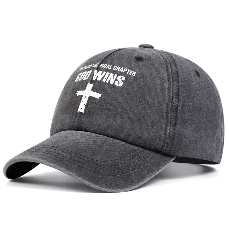 God Wins Cross Baseball Cap