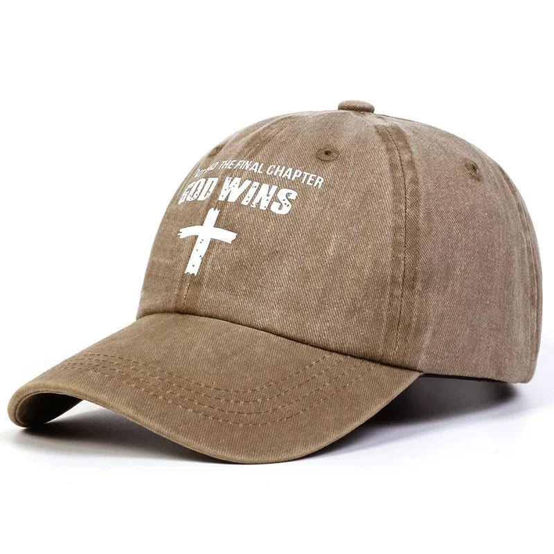 God Wins Cross Baseball Cap