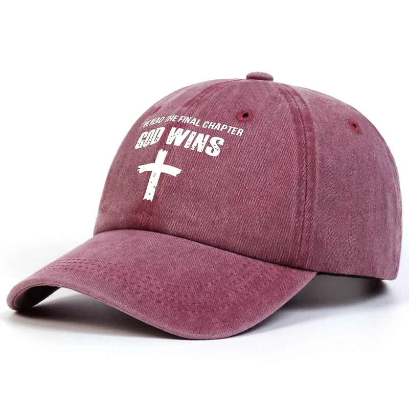 God Wins Cross Baseball Cap