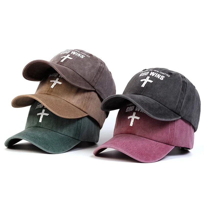 God Wins Cross Baseball Cap