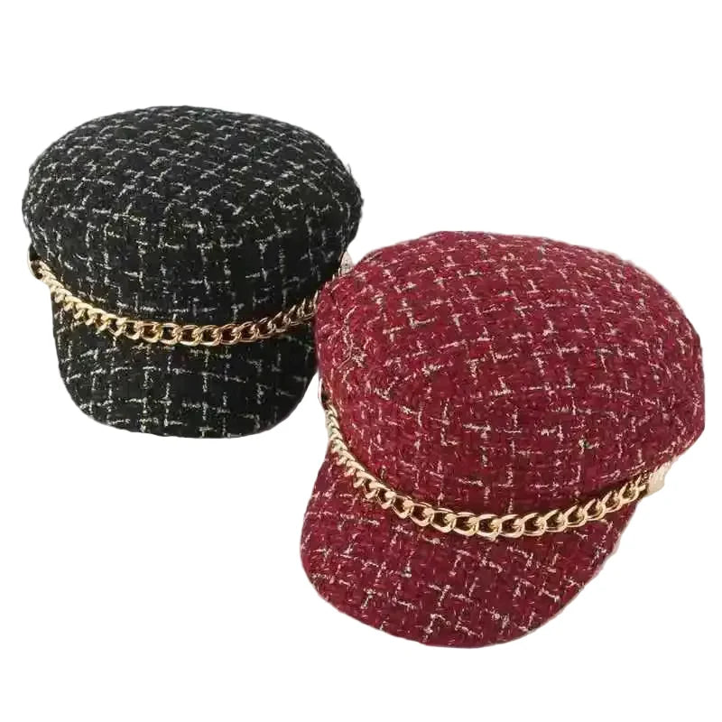 Golden Chain Plaid Cotton Sailor Cap