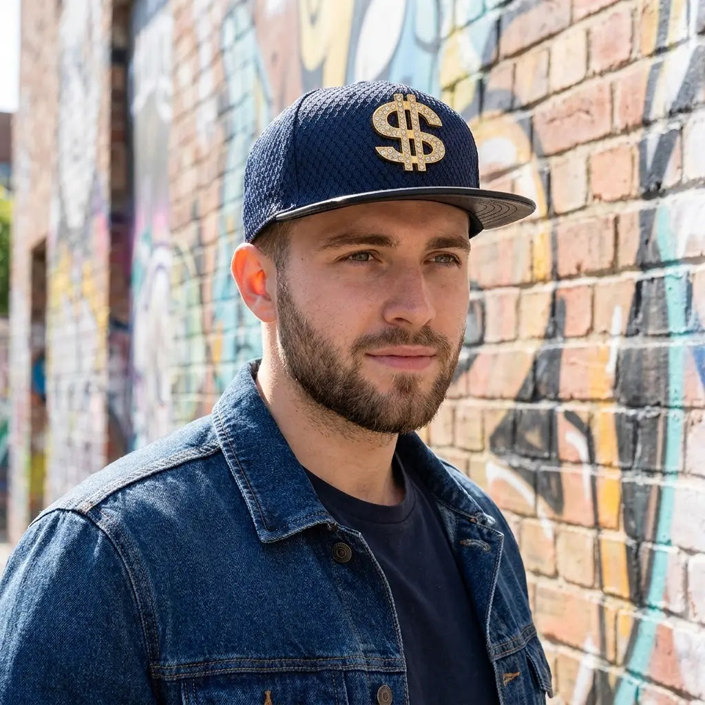 Golden Dollar Snakeskin Leather Snapback Cap