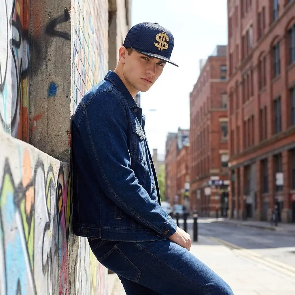 Golden Dollar Snakeskin Leather Snapback Cap