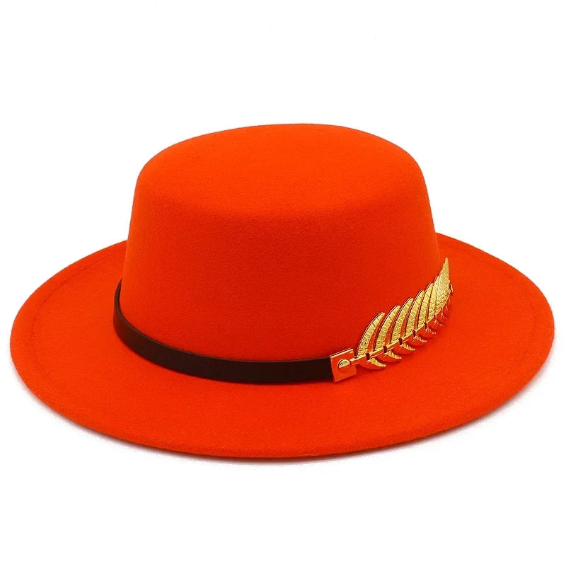 Golden Feather Cotton Fedora Hat