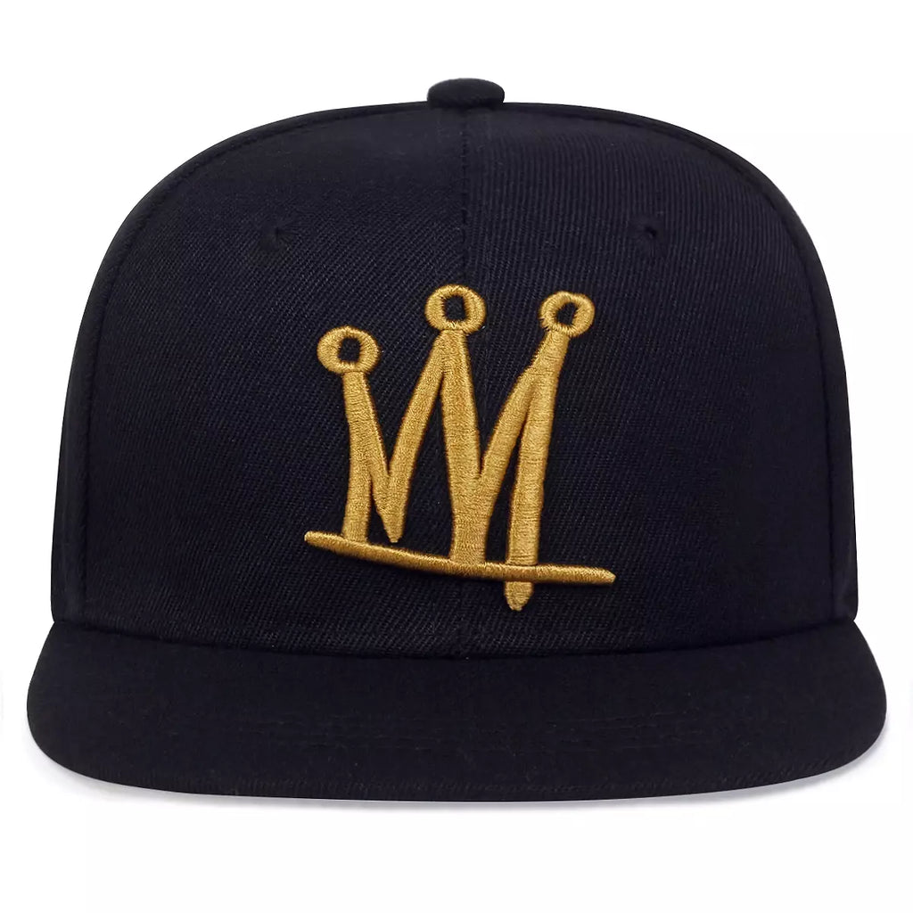 Golden Crown Black Snapback Cap