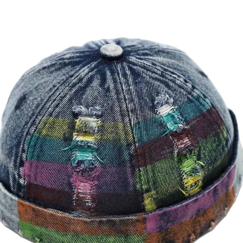 Graffiti Multicolor Painting Ripped Denim Docker Cap