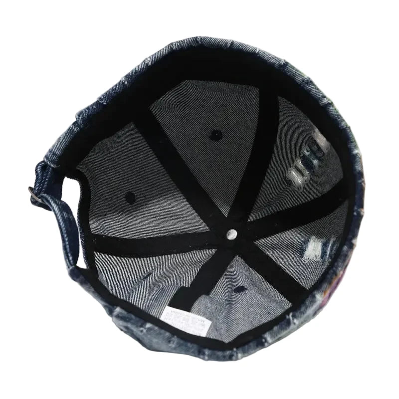 Graffiti Multicolor Painting Ripped Denim Docker Cap