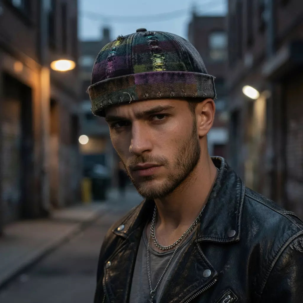 Graffiti Multicolor Painting Ripped Denim Docker Cap