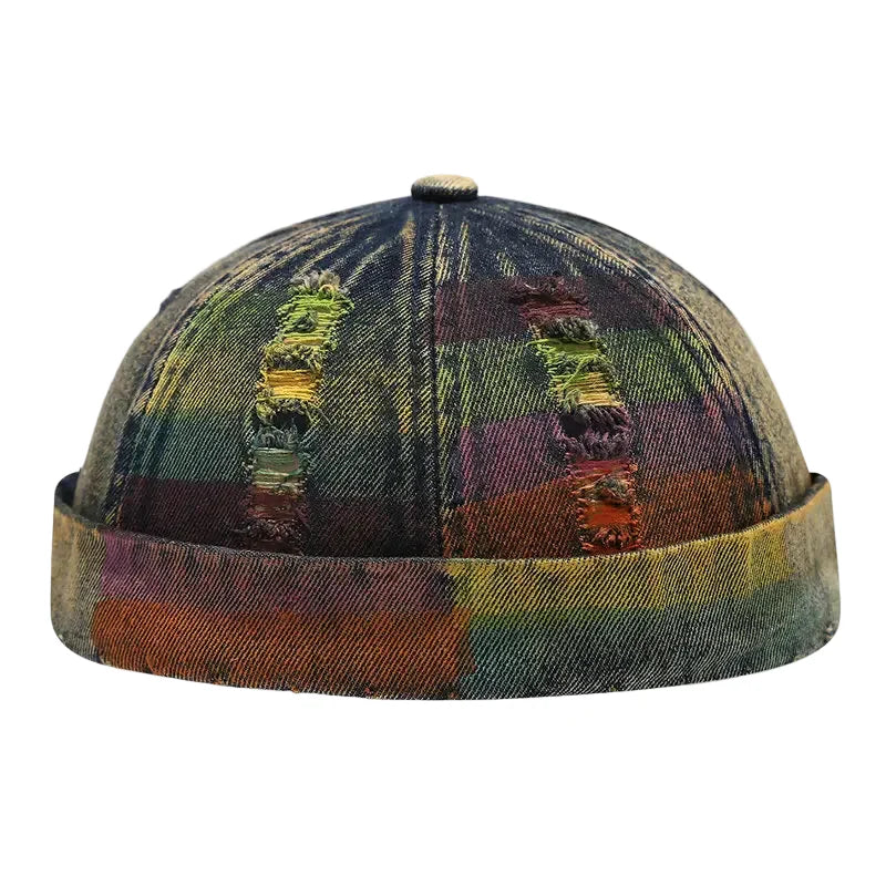 Graffiti Multicolor Painting Ripped Denim Docker Cap