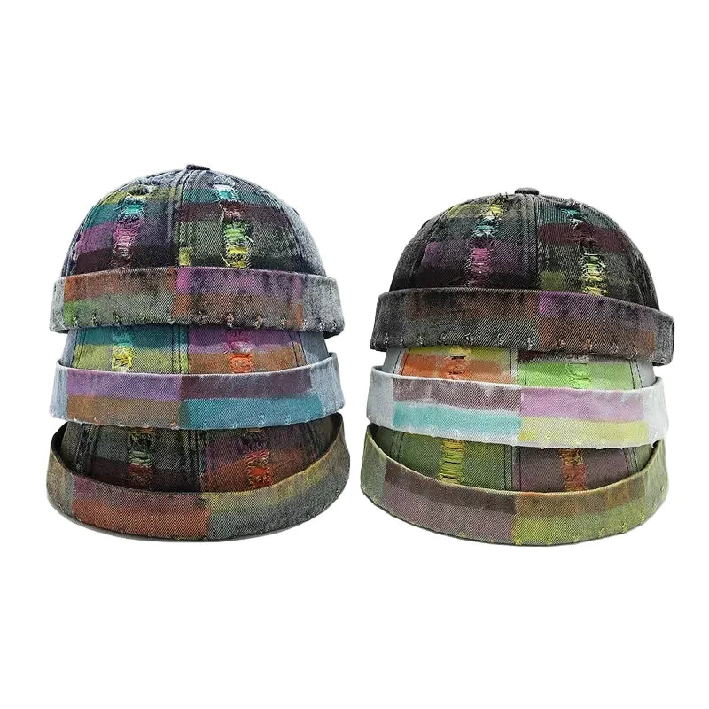 Graffiti Multicolor Painting Ripped Denim Docker Cap