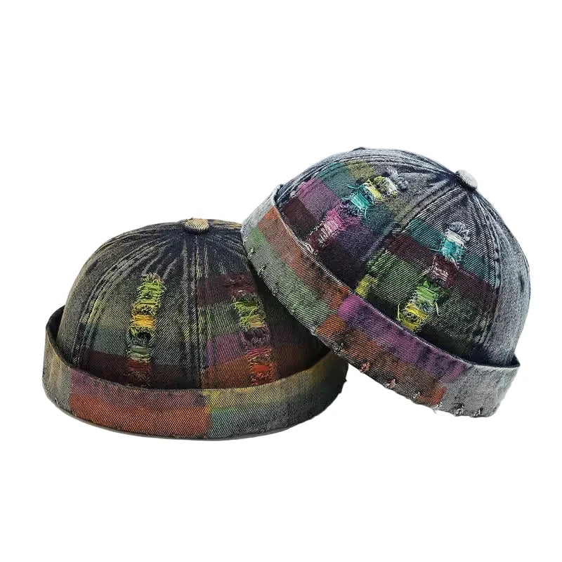 Graffiti Multicolor Painting Ripped Denim Docker Cap