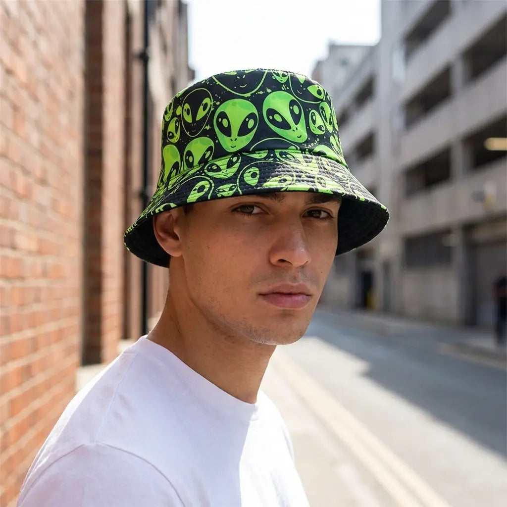 Green Aliens Reversible Bucket Hat