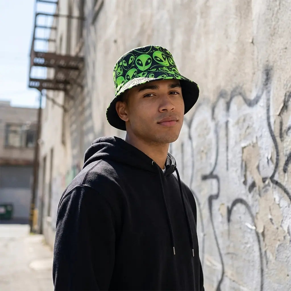 Green Aliens Reversible Bucket Hat