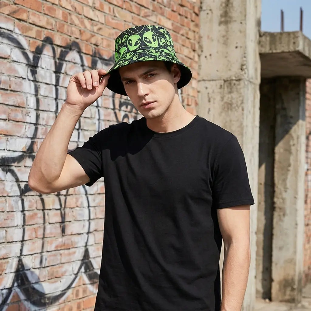 Green Aliens Reversible Bucket Hat