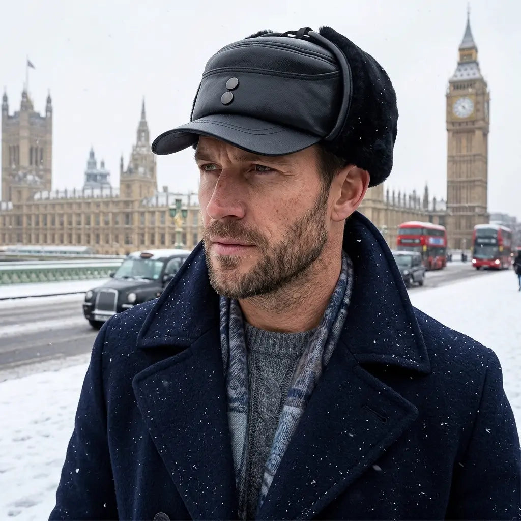 Halifax Winter Genuine Leather Earflaps Bomber Army Cap