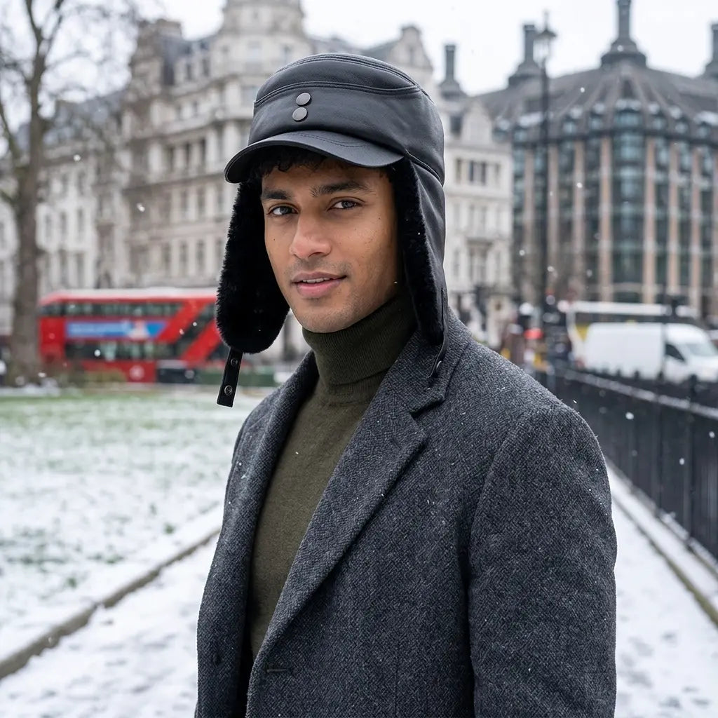 Halifax Winter Genuine Leather Earflaps Bomber Army Cap