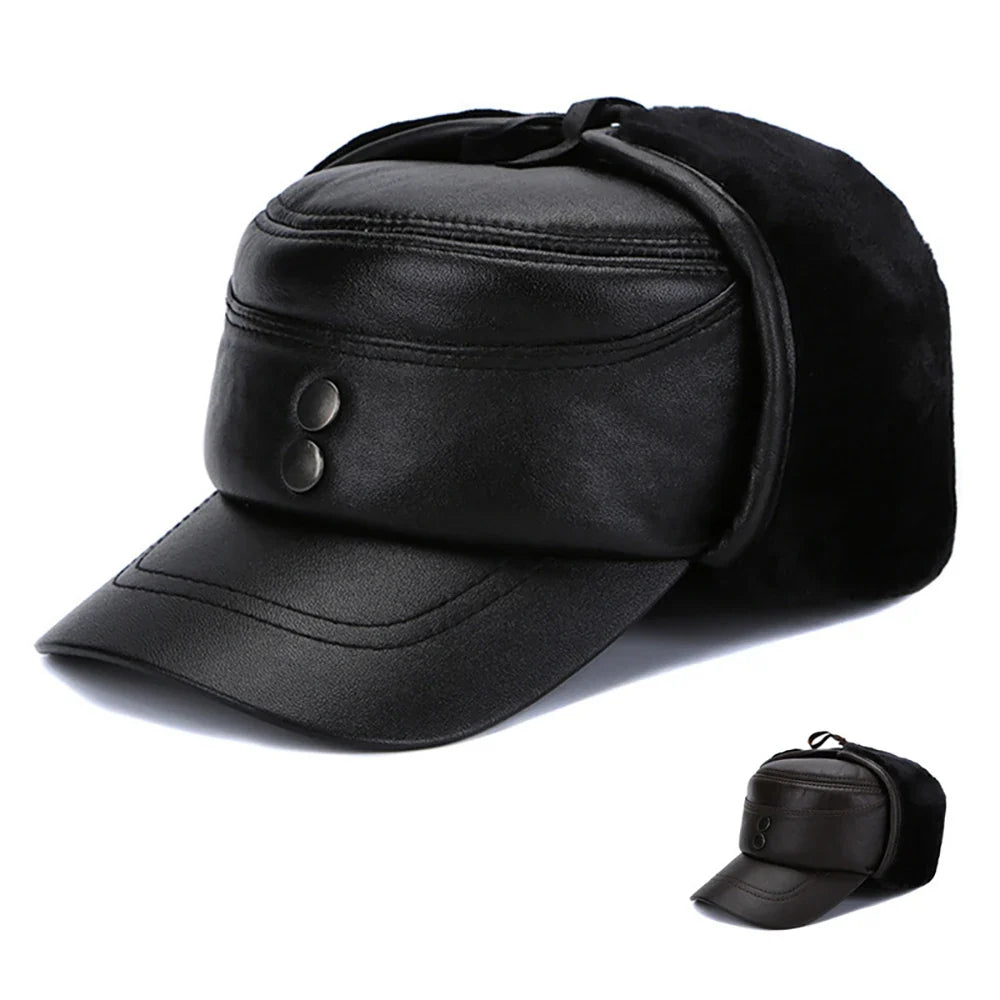 Halifax Winter Genuine Leather Earflaps Bomber Army Cap