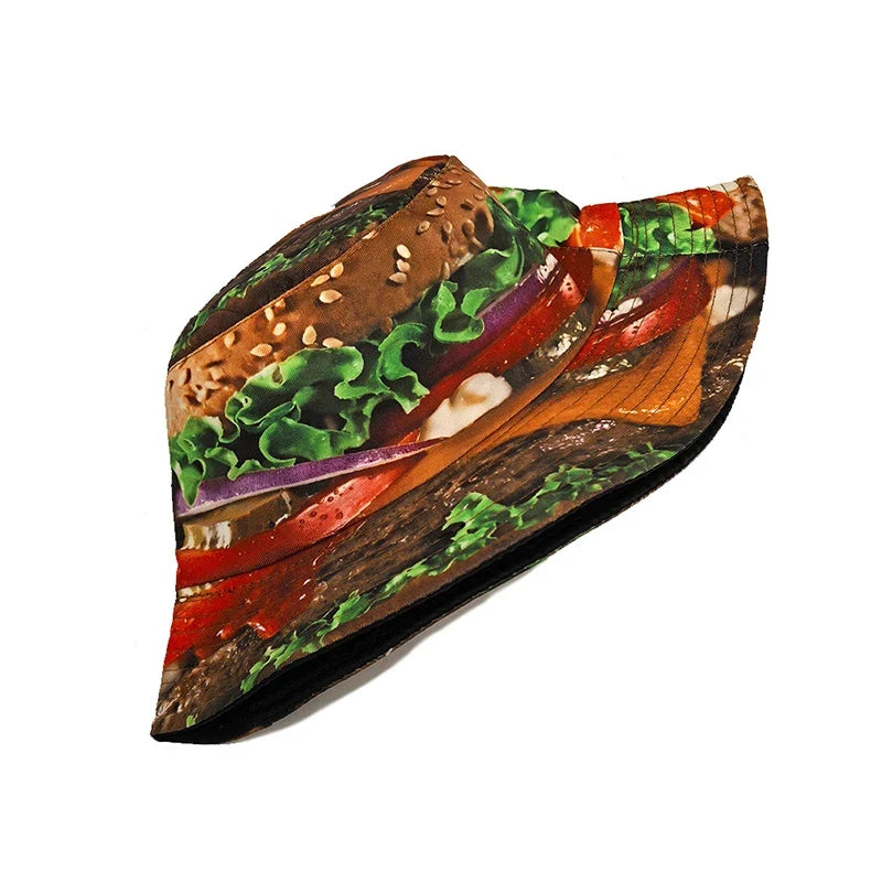 Hamburger Printing Reversible Bucket Hat