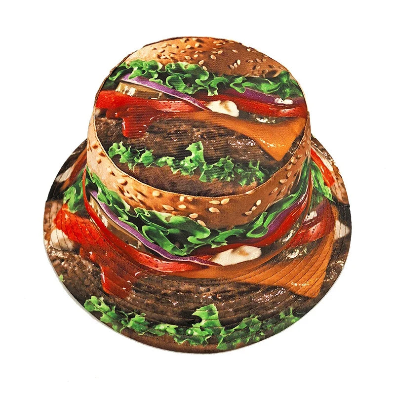 Hamburger Printing Reversible Bucket Hat