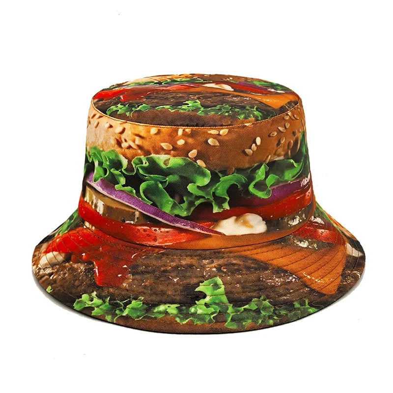 Hamburger Printing Reversible Bucket Hat