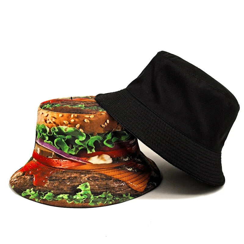 Hamburger Printing Reversible Bucket Hat