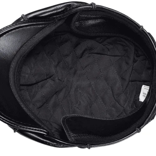 Hampton Genuine Leather Newsboy Cap