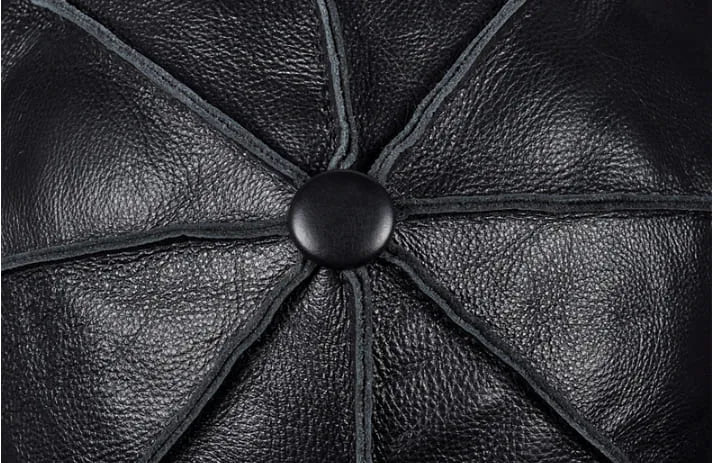 Hampton Genuine Leather Newsboy Cap