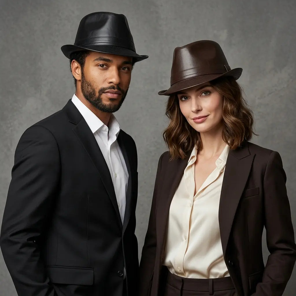 Hancock Leather Trilby Hat