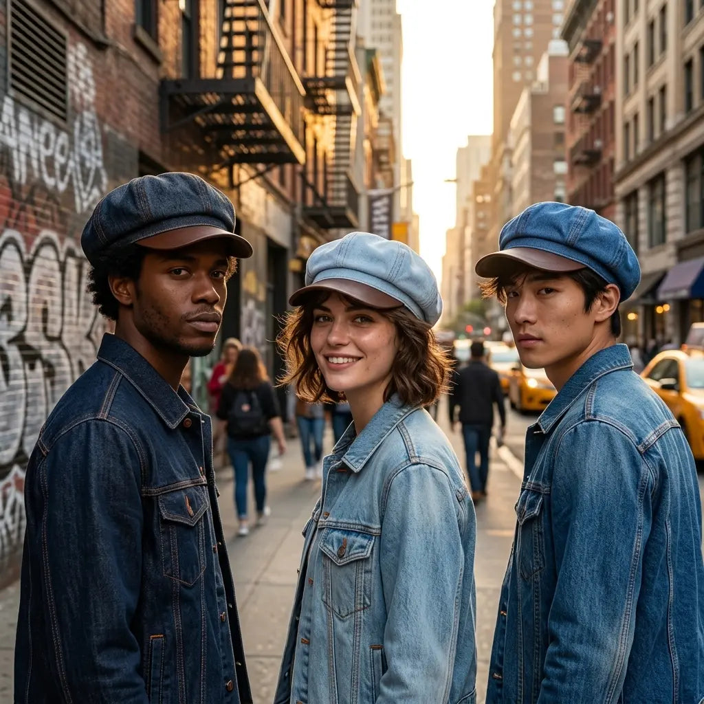 Harlington Vintage Denim Newsboy Cap