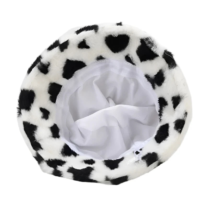 Hearts Print Winter Fur Bucket Hat