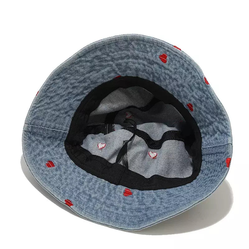 Hearts Denim Bucket Hat