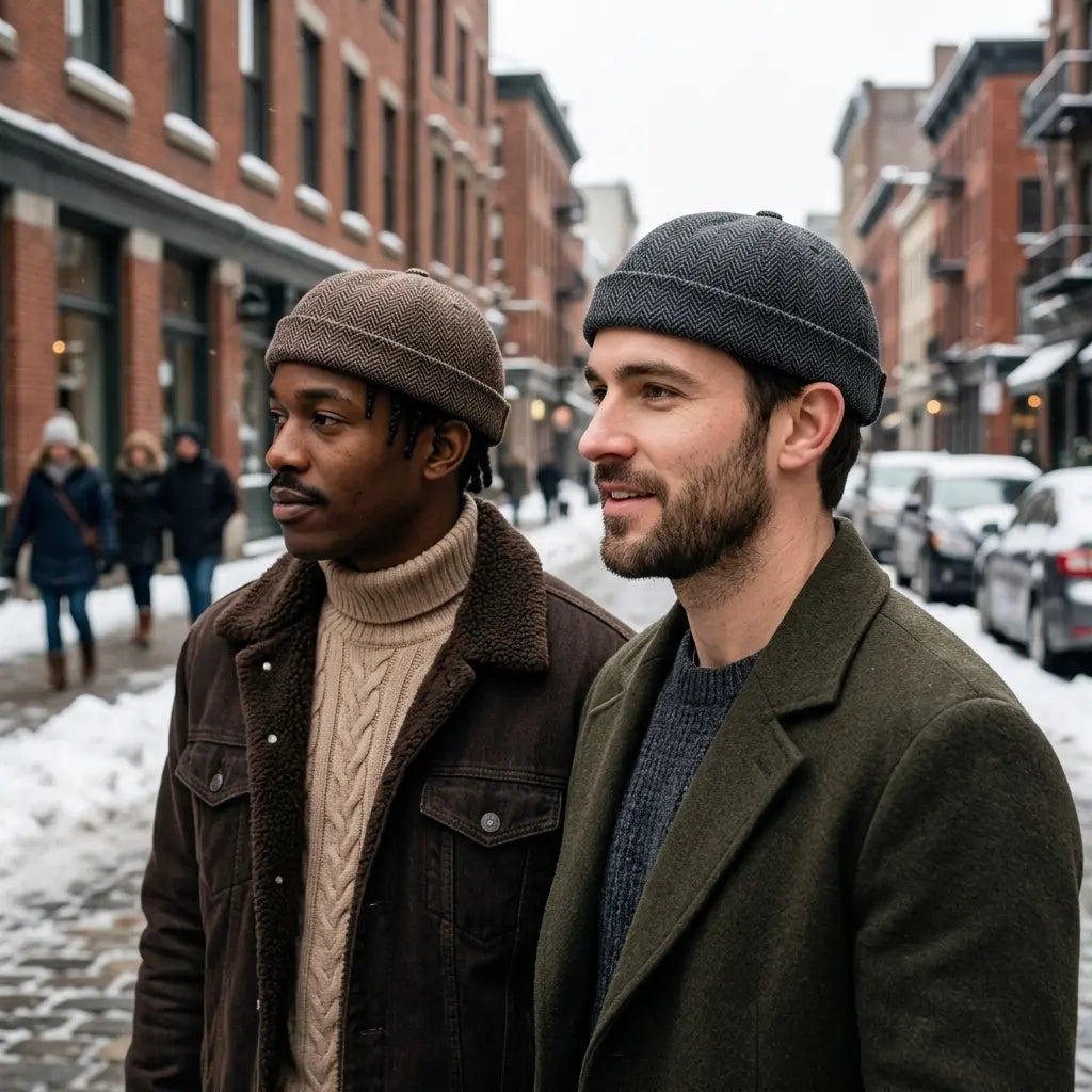Herringbone Brimless Docker Cap