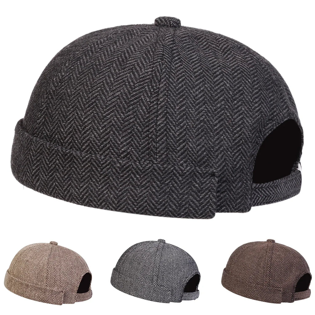 Herringbone Brimless Docker Cap