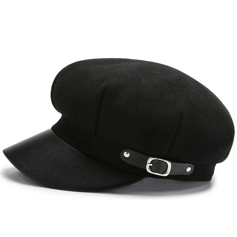 Hoffman Leather Newsboy Cap