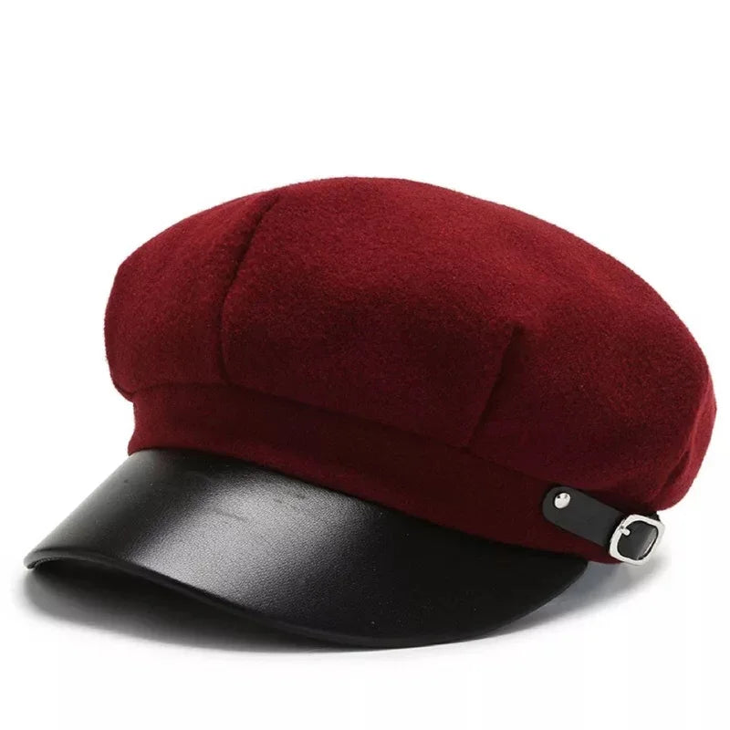 Hoffman Leather Newsboy Cap
