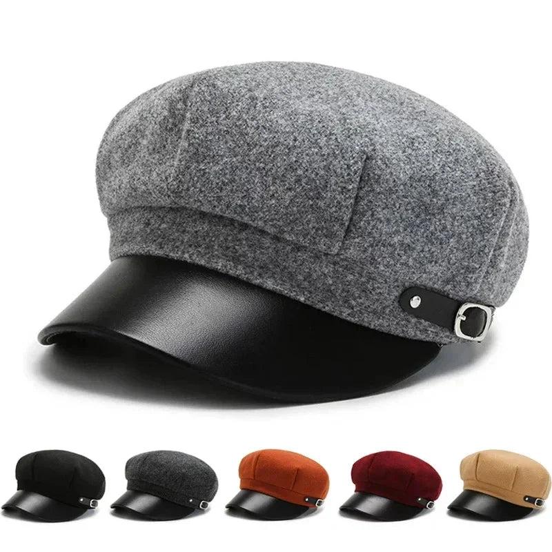 Hoffman Leather Newsboy Cap