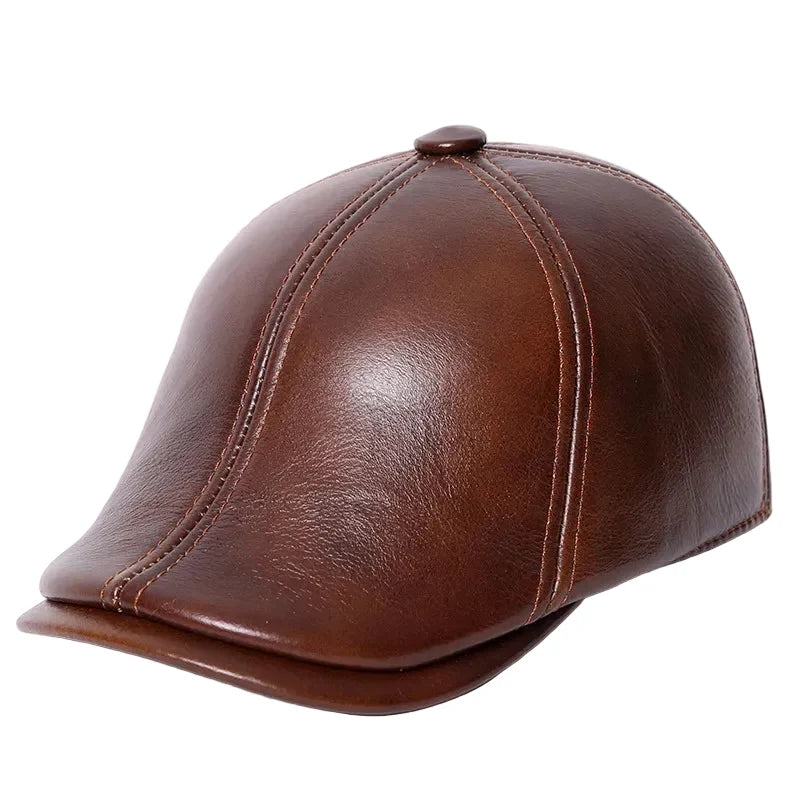 Holmes Genuine Leather Earflaps Duckbill Flat Cap