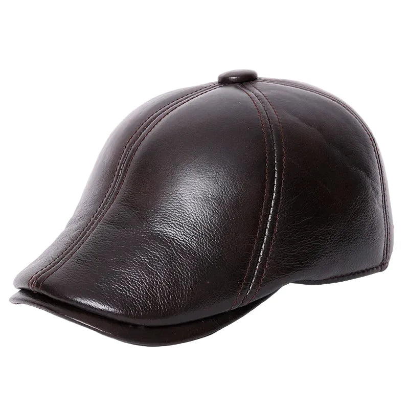 Holmes Genuine Leather Earflaps Duckbill Flat Cap