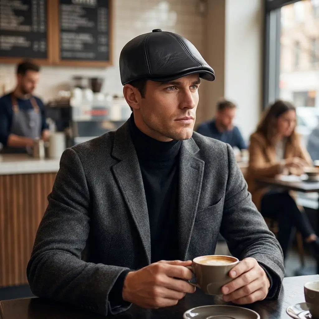 Holmes Genuine Leather Earflaps Duckbill Flat Cap