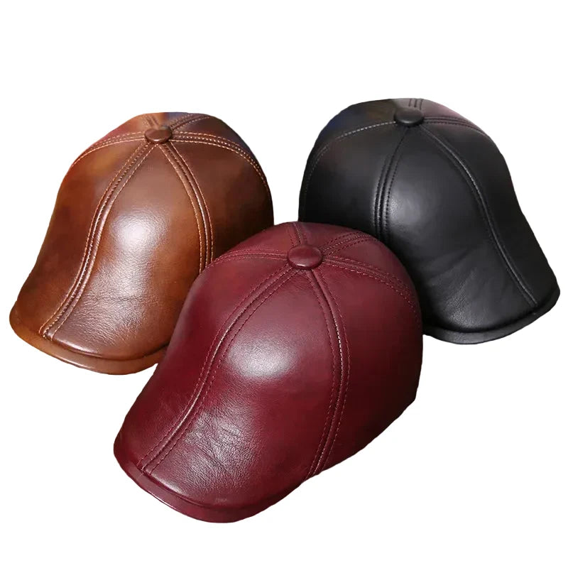 Holmes Genuine Leather Earflaps Duckbill Flat Cap