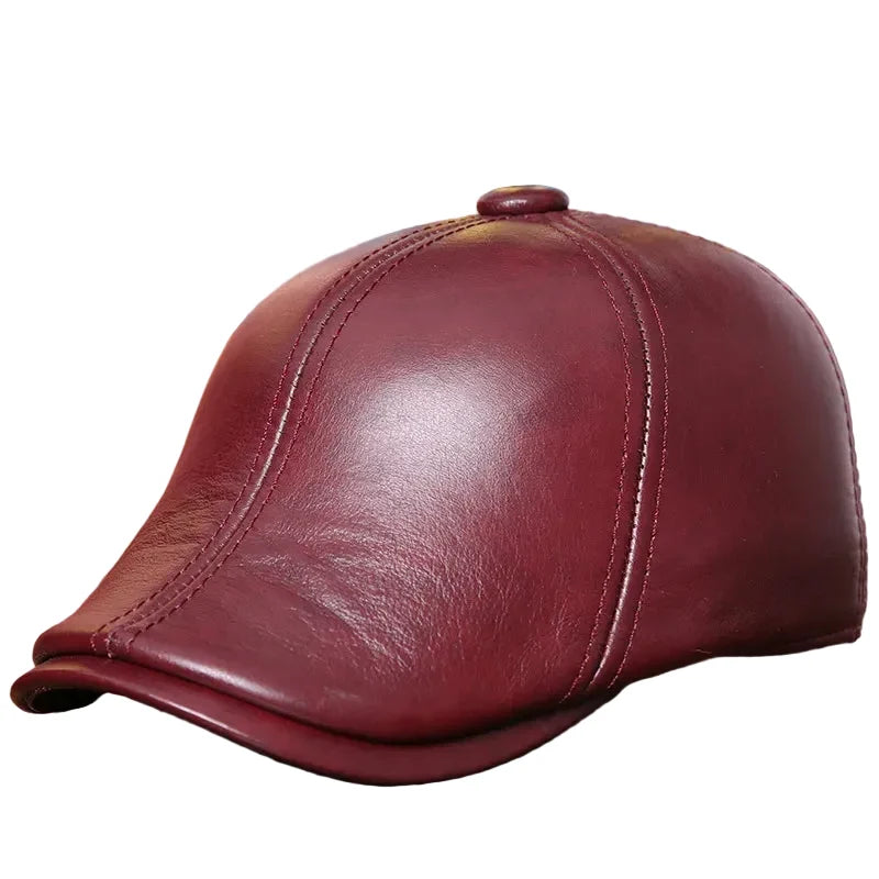 Holmes Genuine Leather Earflaps Duckbill Flat Cap