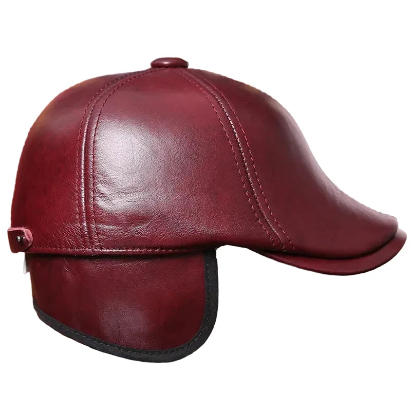 Holmes Genuine Leather Earflaps Duckbill Flat Cap