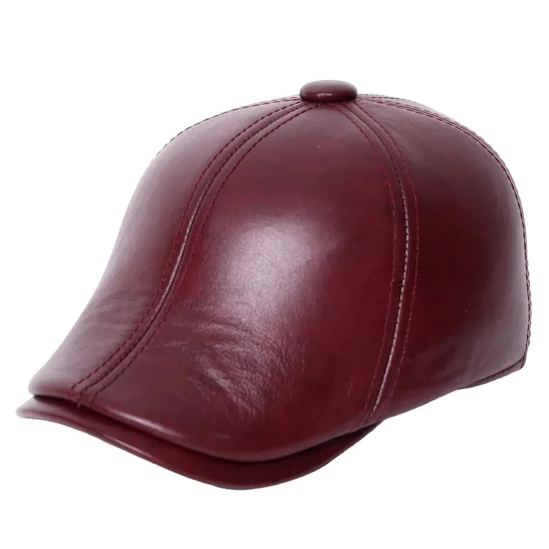 Holmes Genuine Leather Earflaps Duckbill Flat Cap